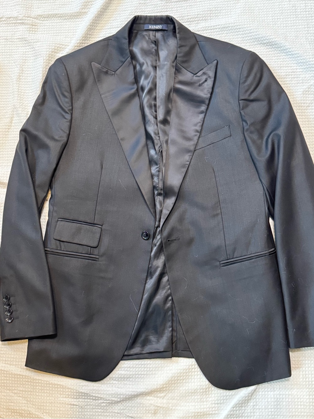 KENZO Black Satin-Lapel Single-Button Tuxedo Jacket